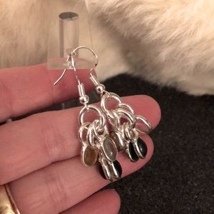 Dangle Earrings in Lite Green and Clear Stones in 925 filled earwires